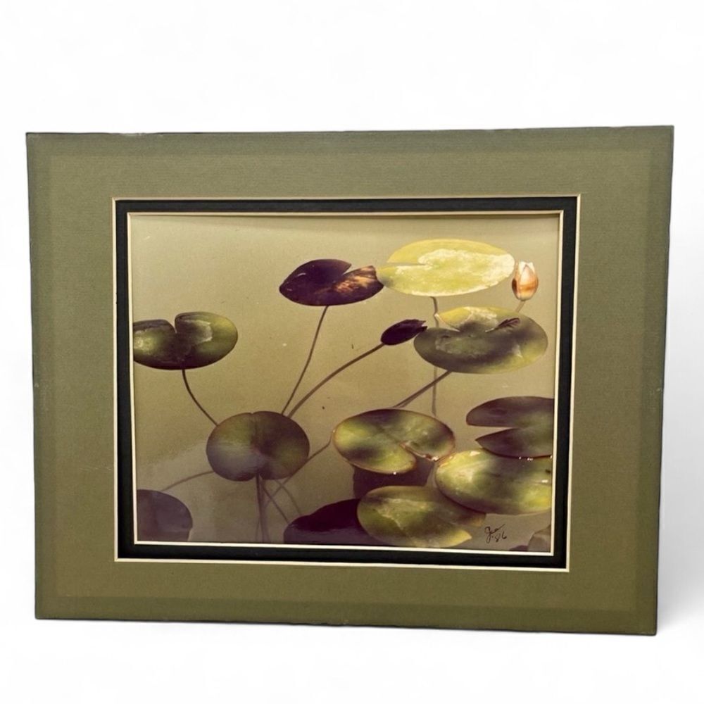 Waterlilies Lili Pad  Photograph Artist Signed Double Mat